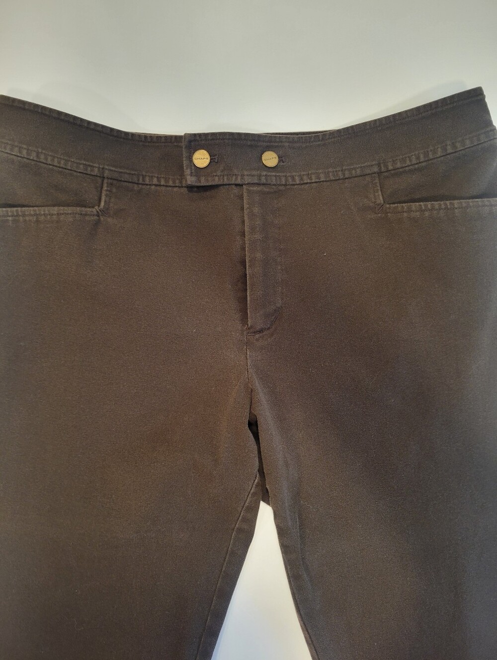 Chaps Dark Brown Womens 14P Gold Button Pants Career Wear Business Fall Autumn